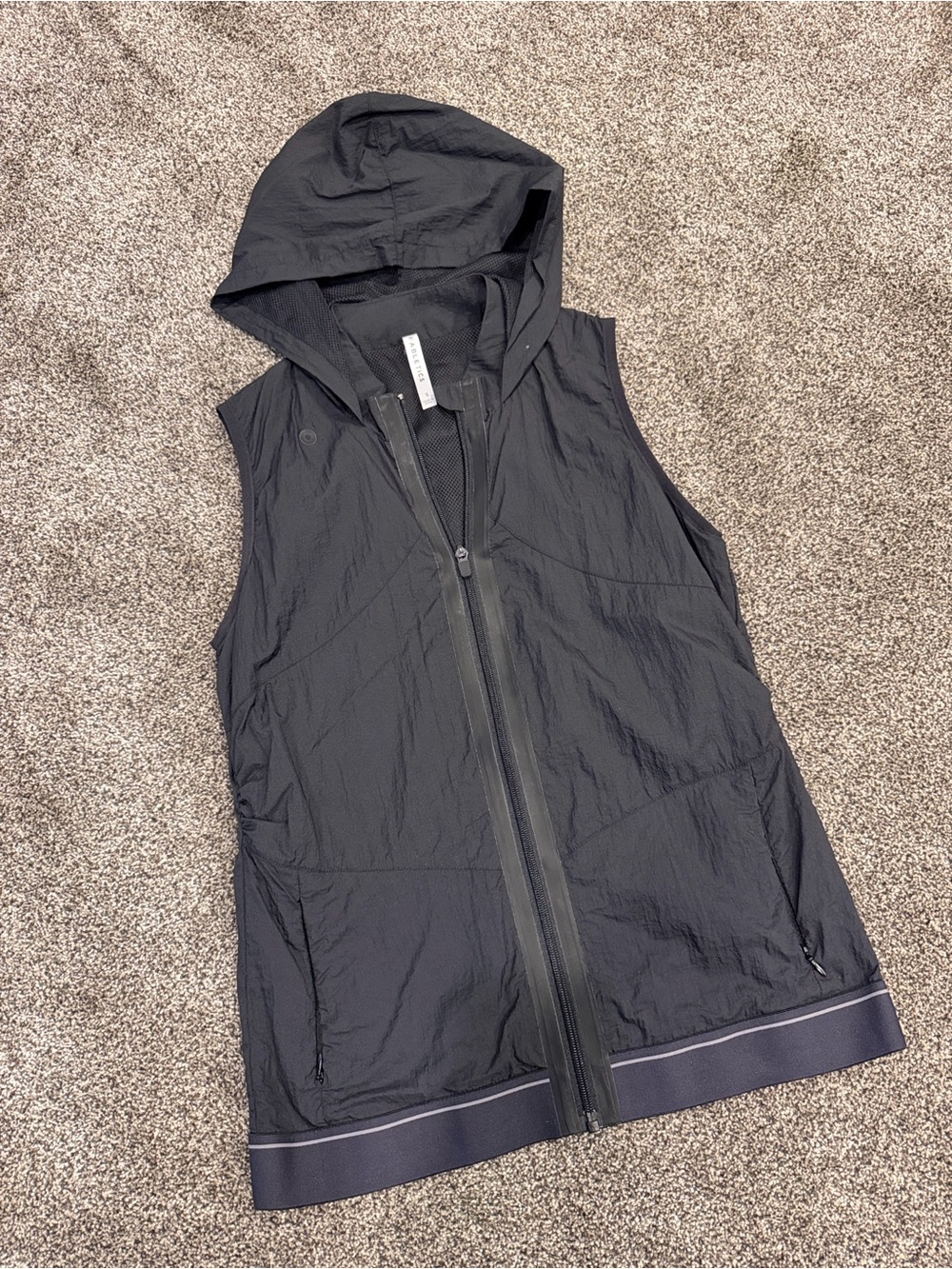 Fabletics Black Hooded Vest Jacket